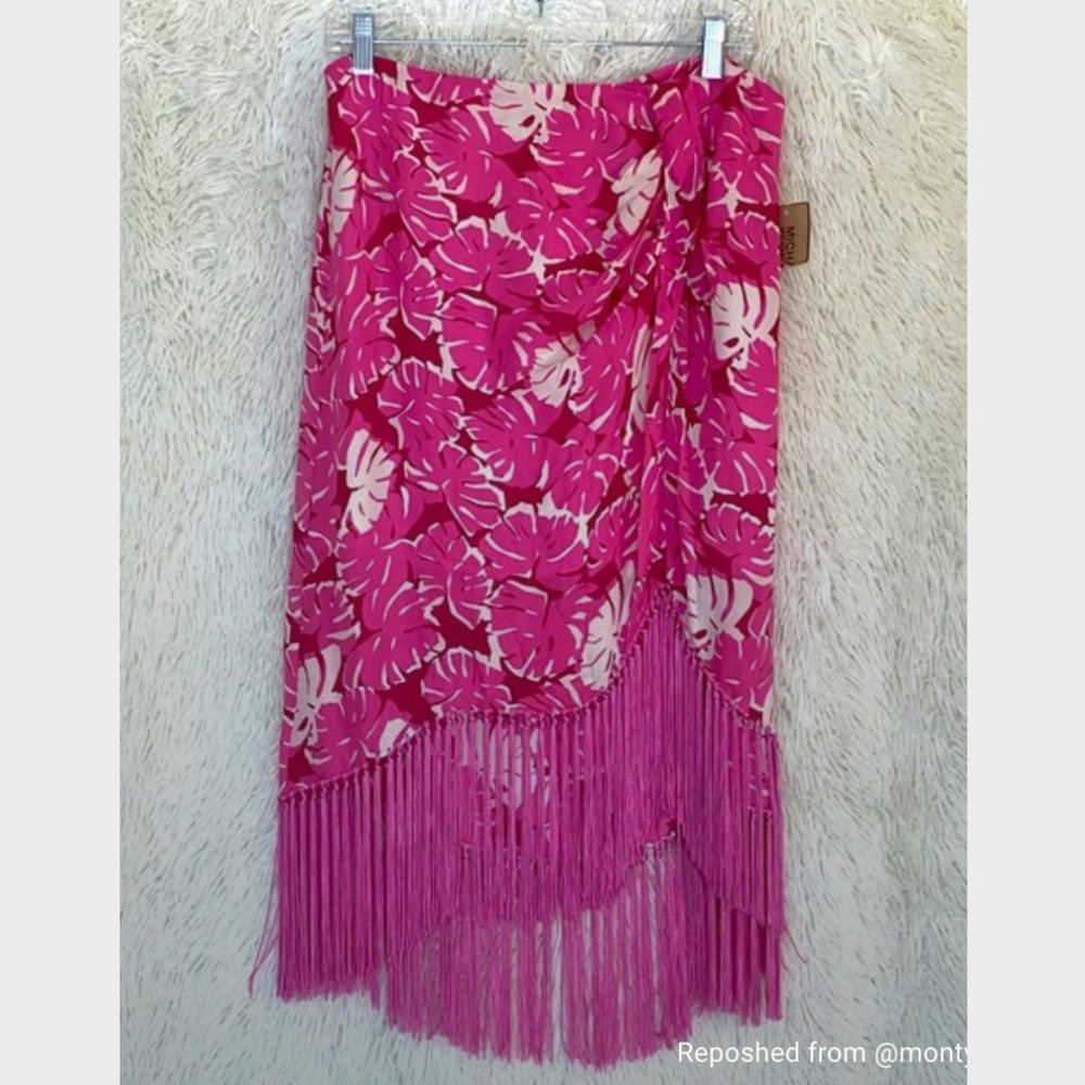 Michael Kors Pink Festival Fringe Skirt Size 12